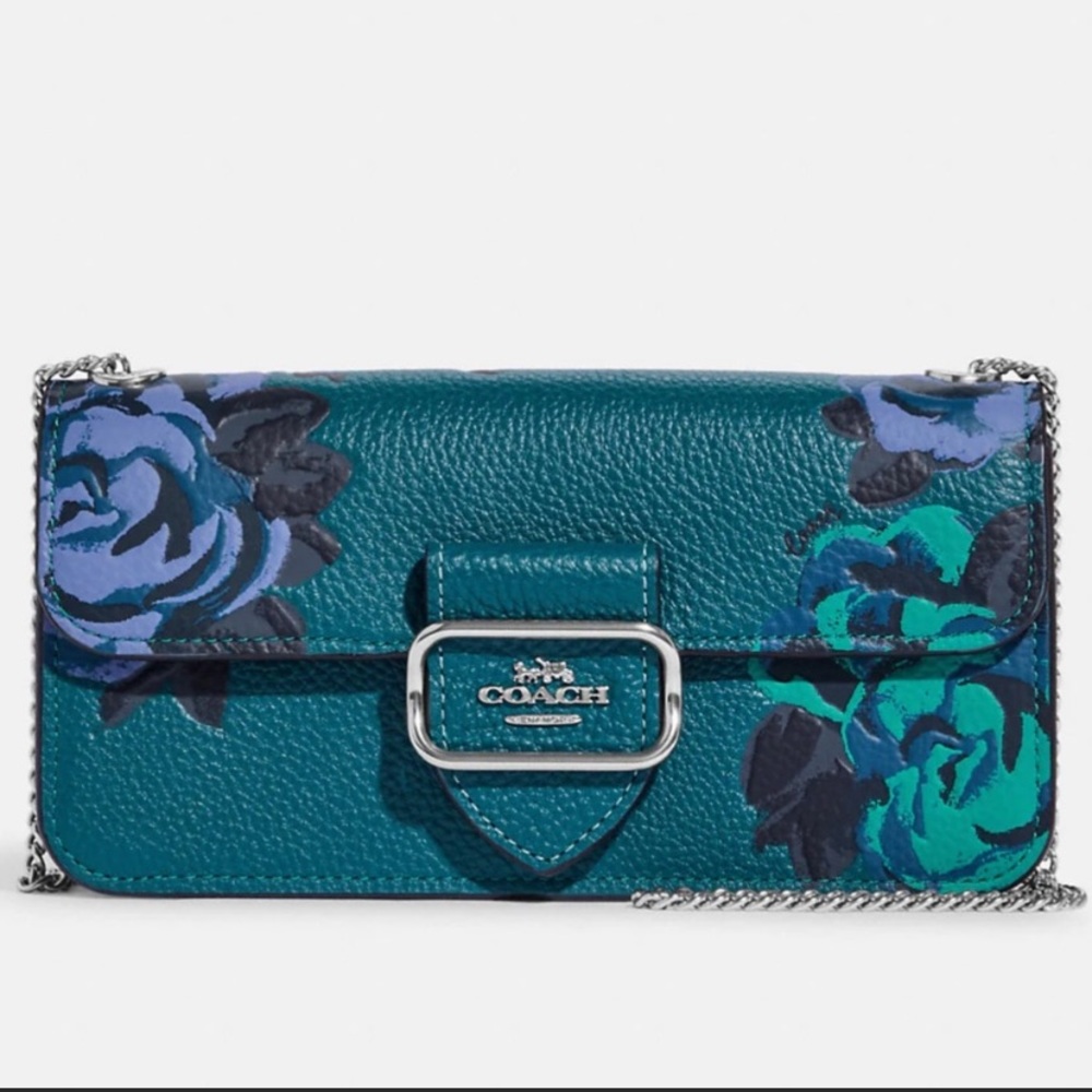 *SOLD* COACH Morgan Crossbody Turquoise with Jumbo Floral Print - Picture 14 of 14